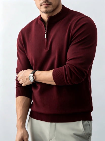 Men's Fall/Winter Half-Zip Stand Collar Knit Pullover Sweater