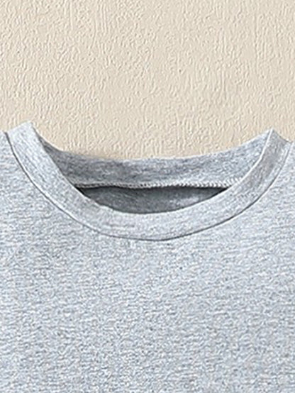 Boys' Casual Cotton T-Shirt and Pants Set with Doll Print