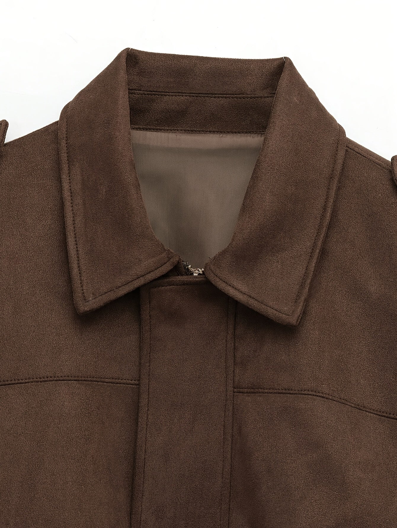 Women'S Vintage Bomber Jacket - Loose Fit Long Sleeve Zip-Up with Drop Shoulder Design, Brown Casual Outerwear for Fall/Winter, Non-Stretch Fabric, Perfect for Casual Attire, Autumn Winter Jacket | Vintage Bomber Style | Zipp