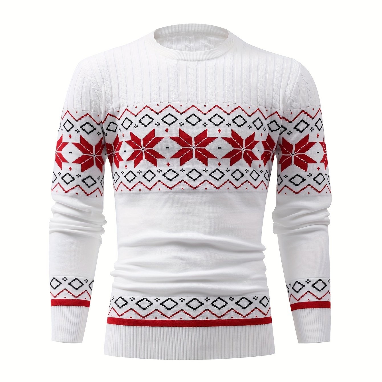 Men'S Jacquard Casual Knitted Warm Top