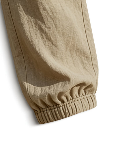 Men's Casual Linen Jogger Pants with Drawstring and Pockets