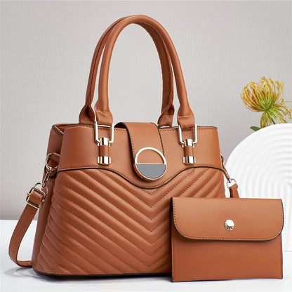 Elegant Women's Faux Leather Handbag with Convertible Crossbody