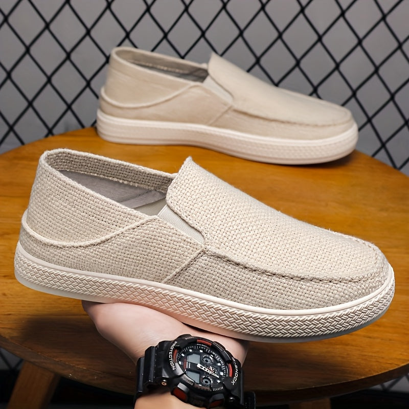 Men's Slip-On Casual Shoes - Lightweight Breathable Fabric Upper  Durable Rubber Sole, Low-Top Comfortable Walking Shoes for Daily Wear, Outdoor Activities, Vacation - Black, Sleek Design, Flexible Sole, Urban Style