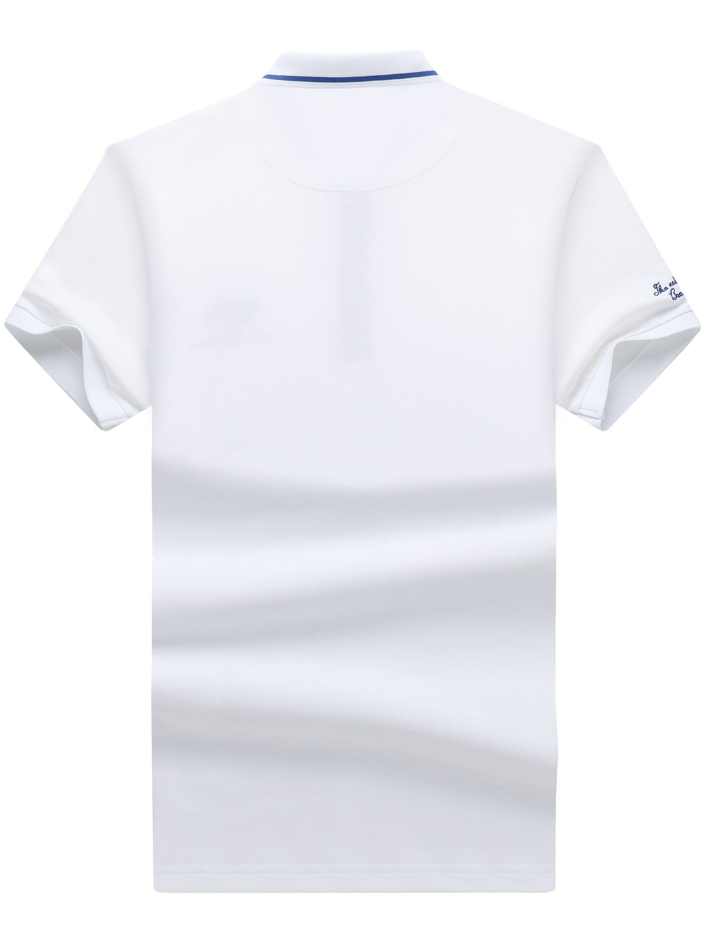 Men's Turn- Collar 95% Cotton 5 Spandex Embroidered T-Sshirt Short Sleeve Comfortable Breathability - ayq