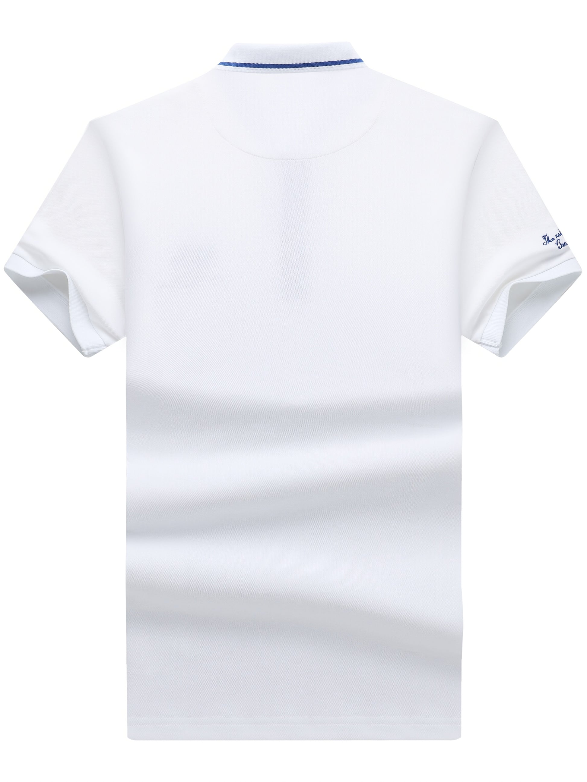 Men's Turn- Collar 95% Cotton 5 Spandex Embroidered T-Sshirt Short Sleeve Comfortable Breathability - ayq
