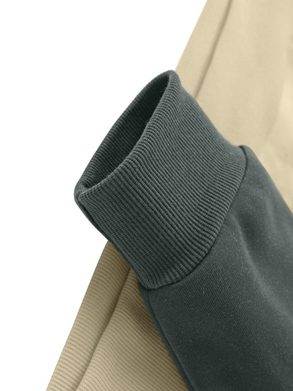 New Trendy Fashion Raglan Sleeve Colorblock Hoodie and Loose Cuffed Drawstring Cargo Pants with Multiple Pockets, Casual Daily Comfortable Versatile Breathable Hooded Sweatshirt and Loose Long Pants 2pcs Set with Stylish Prin