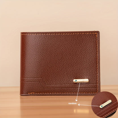 Men's Sleek Lychee Pattern Wallet - Large Capacity, Multi-Card Holder with Soft Faux Leather - Perfect for Christmas & Valentine's Day Gifts