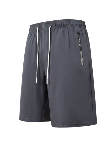 Men's Casual Swim Trunks with Elastic Waistband and Zipper Pocket