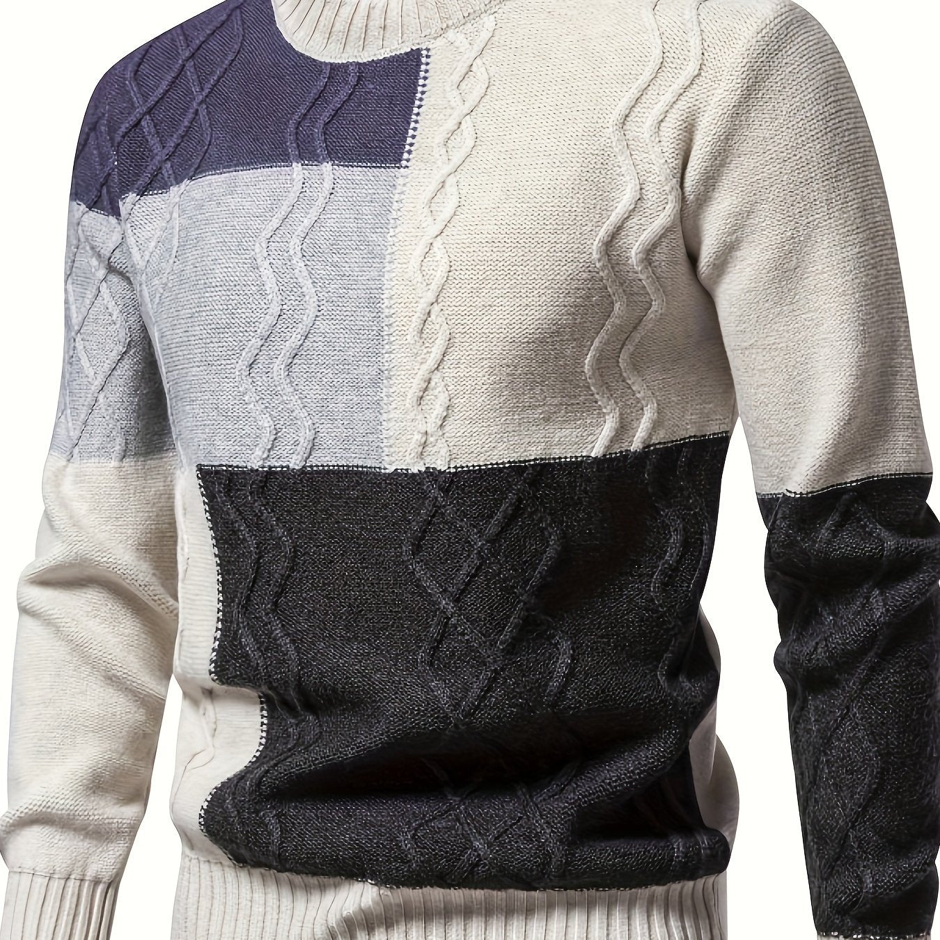 Men'S Colorful Jacquard Pullover Sweater with a Round Neck for Autumn And Winter