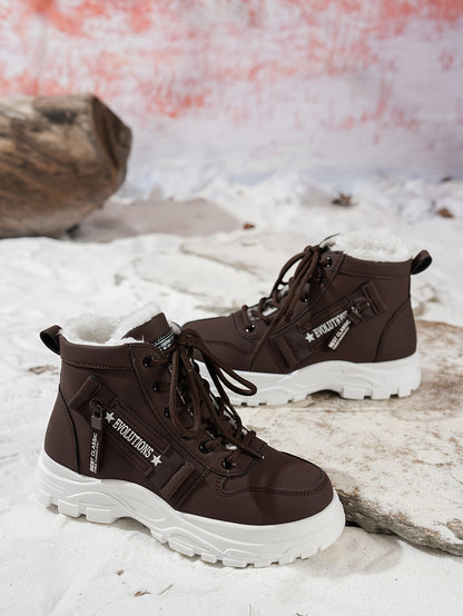 Women'S Winter Snow Boots - Warm Lined, Non-Slip, High-Top Outdoor Casual Shoes with Ribbed Cushioning, Black, Perfect for Cold Weather Activities, Winter Footwear | Stylish Winter Boots | Durable Footwear