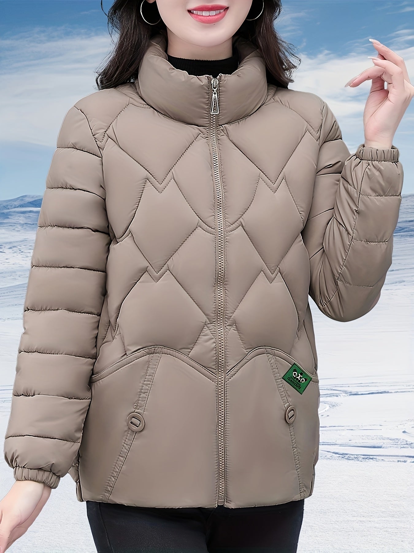 Women's Stylish Winter Coat - Black Herringbone Design, Flared Hem & H-Silhouette, Long Sleeve Non-Stretch Fabric, Hand Wash Only, Japanese-Korean Inspired for Casual & Formal Occasions