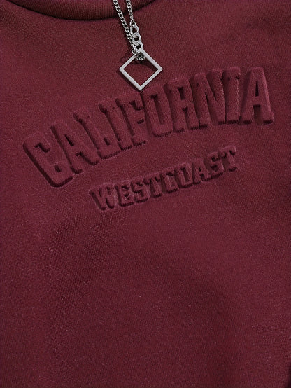 Tween Girls' Autumn/Winter Letter Embossed Warm Lined Sweatshirt and Joggers, Perfect for Outdoor