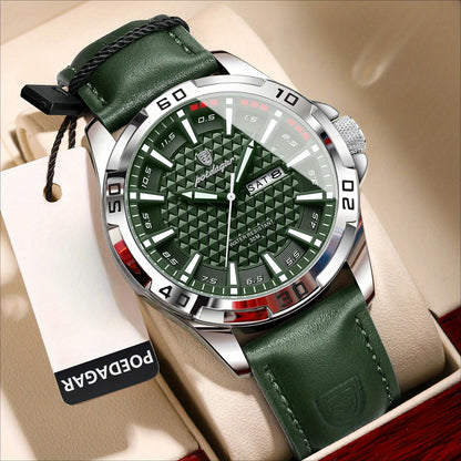 Men's Quartz Watch with PU Leather Strap, Casual Elegant Style