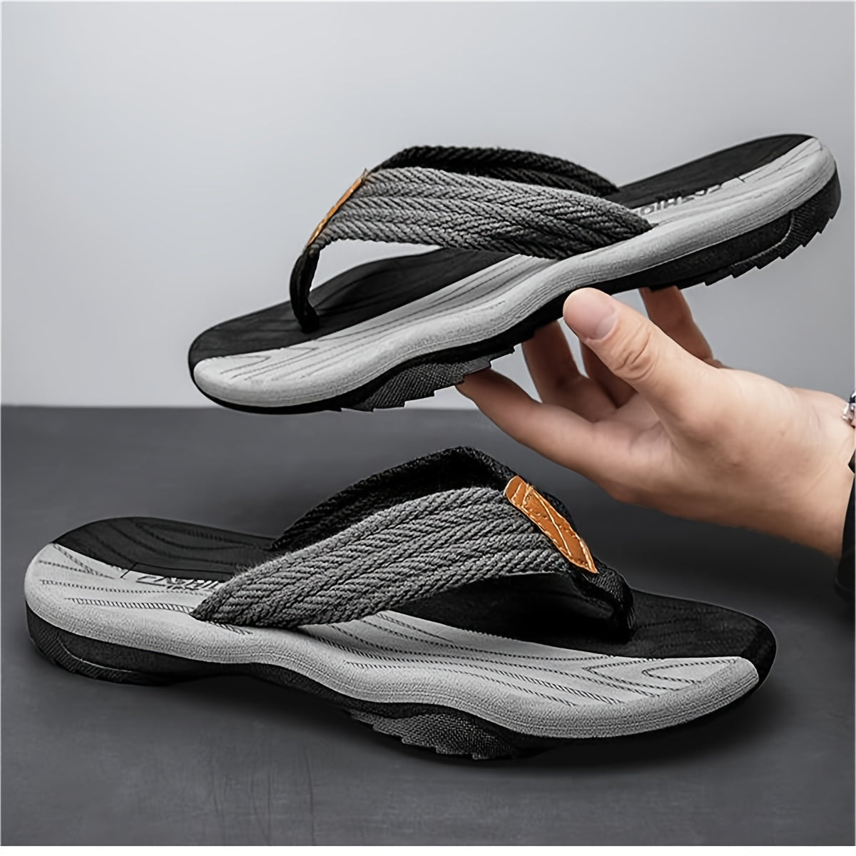 Men's Casual Summer Beach Sandals with Fabric Upper