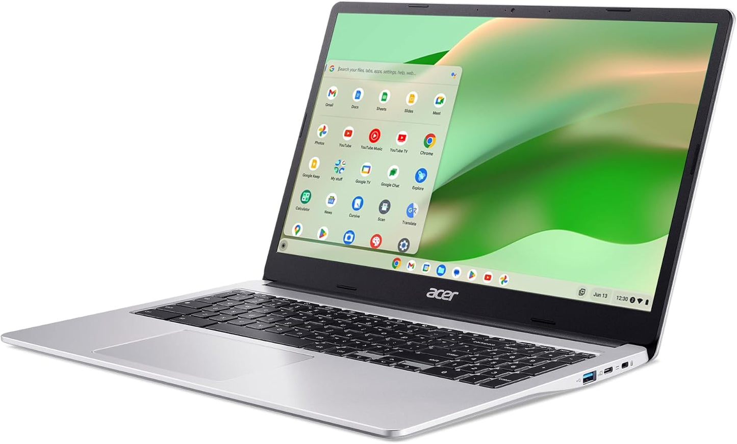 Acer Chromebook 315 Laptop | Intel Celeron N4500 | 15.6" Full HD IPS Display | Intel UHD Graphics | 4GB LPDDR4X | 64GB Emmc | Intel Wi-Fi 6 | DTS Audio | USB Type-C | Chrome OS | Cb315-4H-C8Xu,Silver