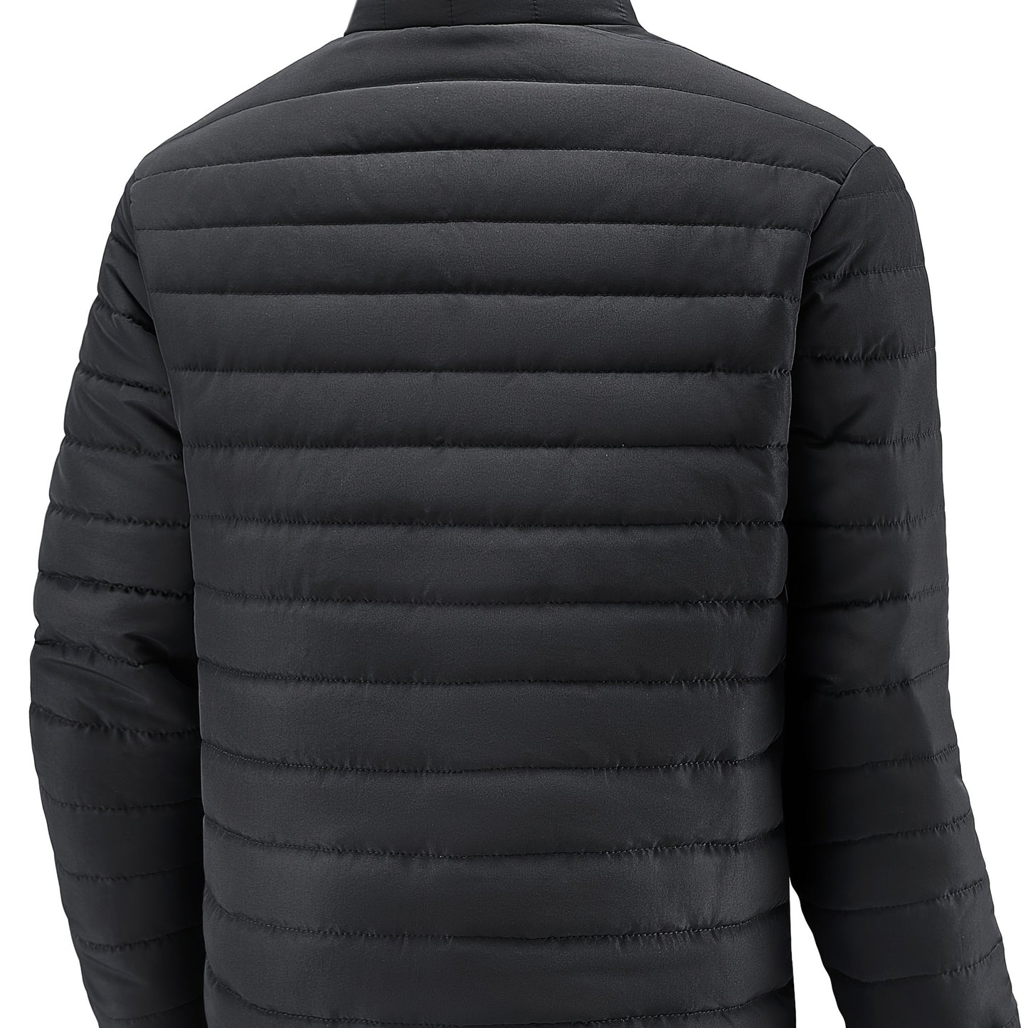 Men's Winter Stylish Padded Coat, Slim Fit Stand Collar Warm Jacket, Men's Plus Size -padded Padded Jacket