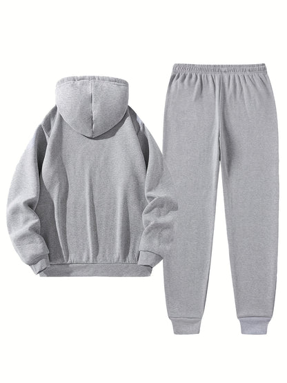 Men's Casual 3-Piece Polyester Hoodie and Jogger Set