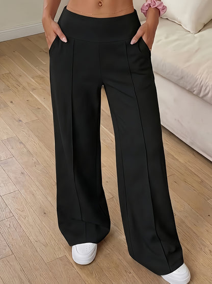 High-Waist Tummy Control Flared-Leg Pants with Pockets