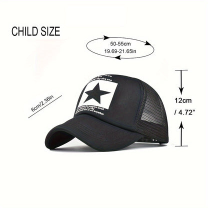 Kids' Breathable Star Print Baseball Cap with Adjustable Snap