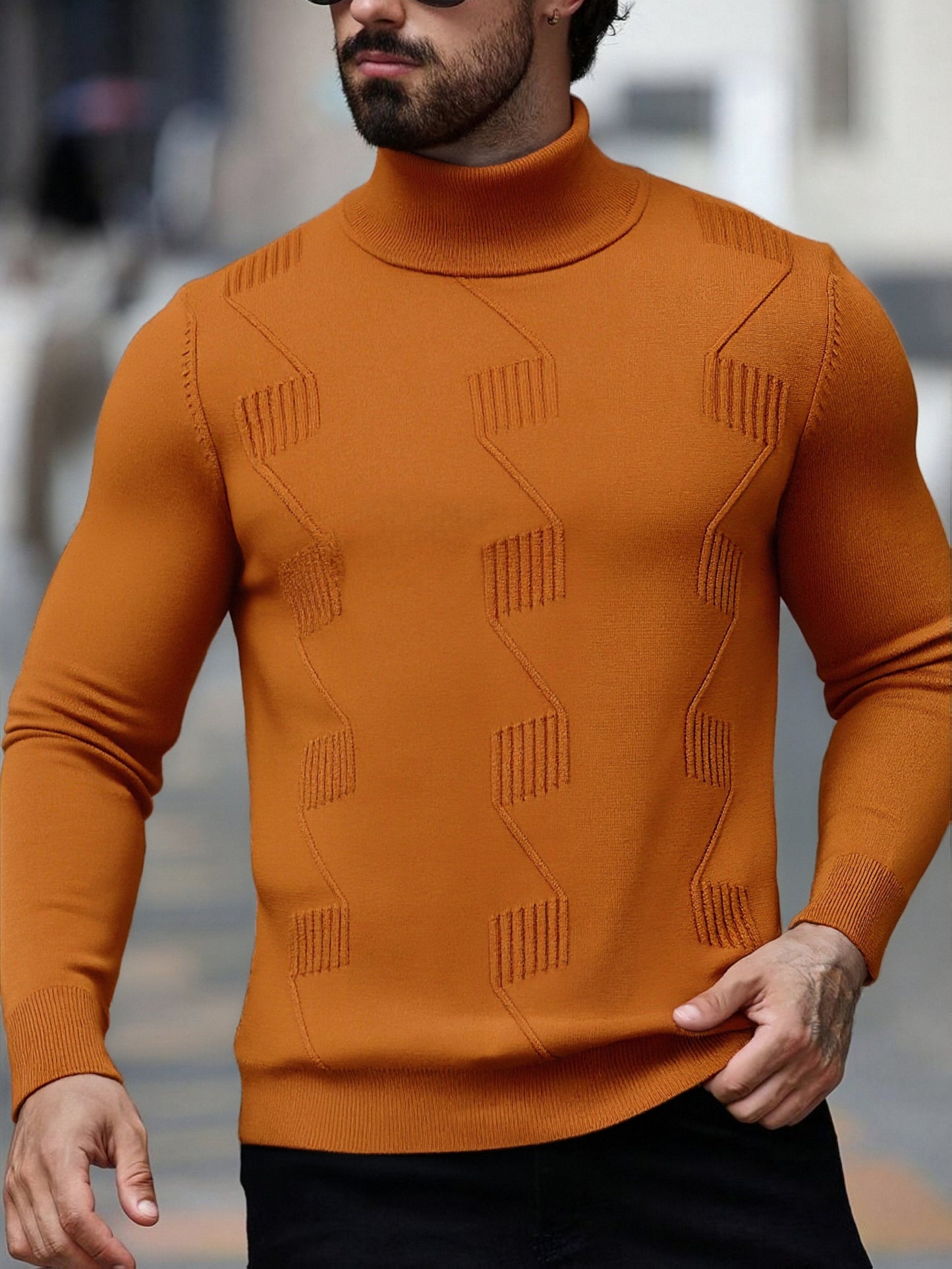 Men's Autumn/Winter High-Neck Sweater, Men's Winter High-Neck Pullover Knit Sweater, Men's Winter Clothing, Men's Sweater, Christmas Sweater, Men's Christmas Sweater, Winter Men's Apparel, New Year's Apparel, Men's Christmas