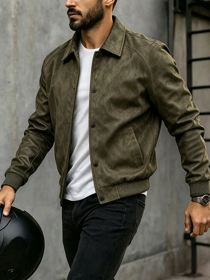 Men's Oversized Solid Color Lapel Jacket for Spring & Fall