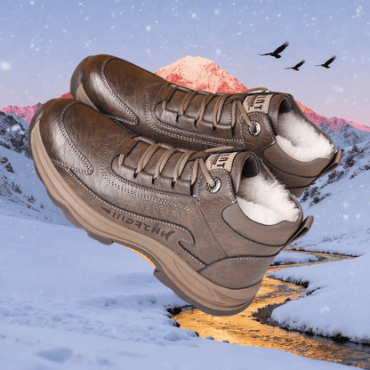 Men's Full-Grain Leather Plush-Lined Casual Winter Sneakers