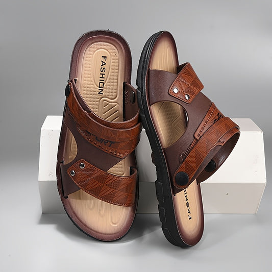 Men's Adjustable Strap Slip-On Sandals with Thick Sole - ayq