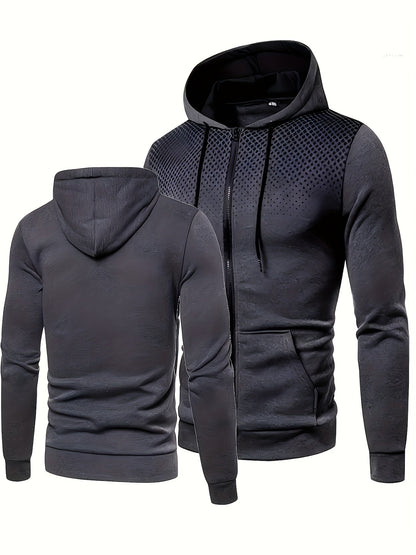 Men's Polyester Hoodie Zipper Sweatshirt for Fall Sportswear