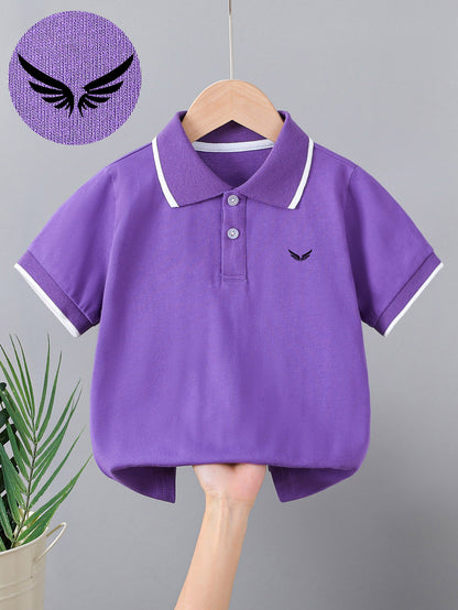 Kids' Summer Polo Shirts with Bird Patterns, Cotton Blend