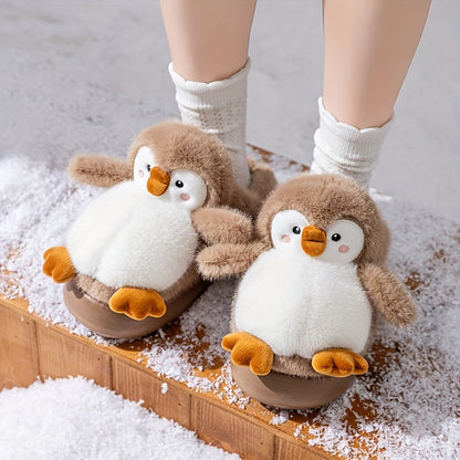 Women's Cute Penguin Plush Slippers - Winter Warm Slip-On Indoor House Shoes with Adorable Black & White Penguin & Beak Design, Soft Sole & Plush Lining, Pink Belly & Yellow Beak for -Like Comfort (Adults &), Slippers For Wom