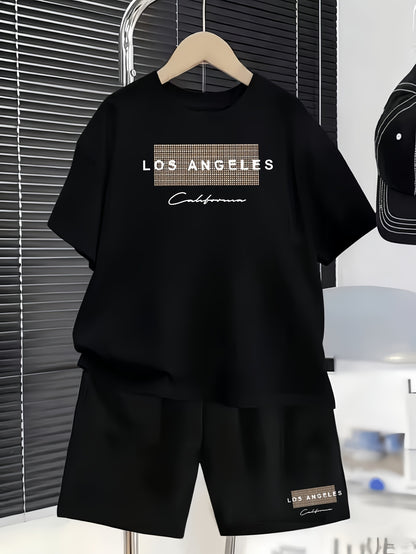 Kids Casual Short Sleeve T-Shirt and Shorts Set for Spring