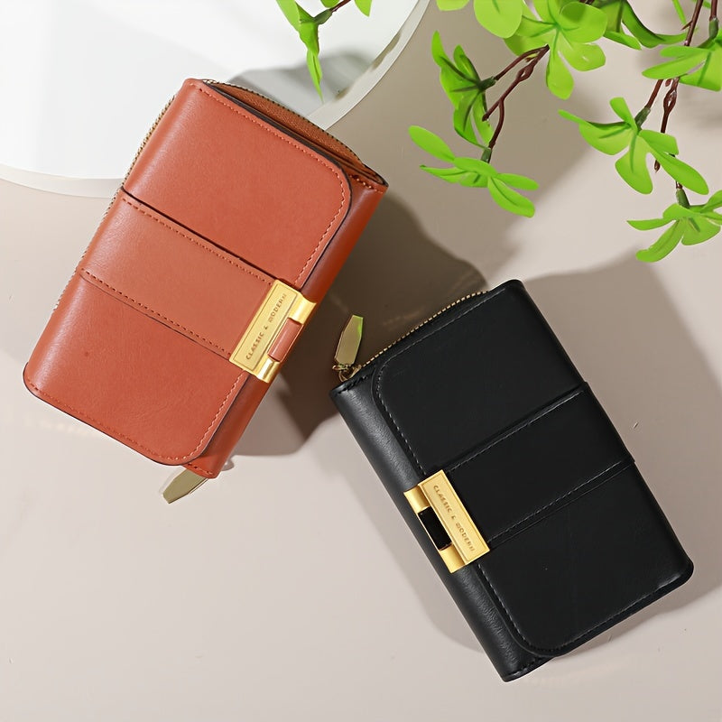 Women's Vintage PU Wallet - Long Wallet with Snap Closure & Zipper Coin Pocket, Credit Card Holder & Coin Purse, Nylon & Oil-Tanned for Everyday Use, Travel, - Women's Money Holder