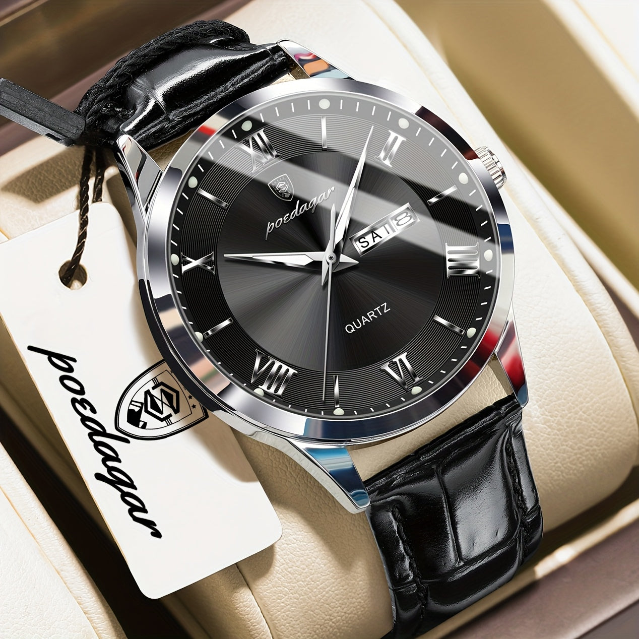 Men's Casual Quartz Watch with Luminous Dial & Date