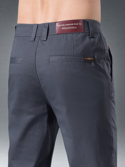 Men's High-End Cotton Twill Chinos - Comfortable Casual Fit