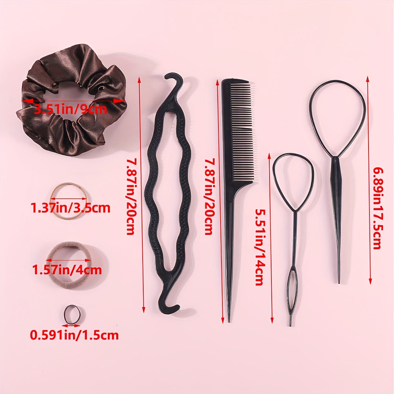 1109pcs Women’s Dark Hair Accessory Set with Elastic Bands