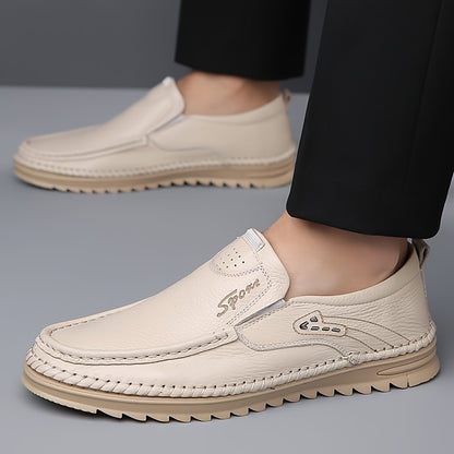 Handcrafted Men's Casual Cowhide Shoes with Soft PU Soles