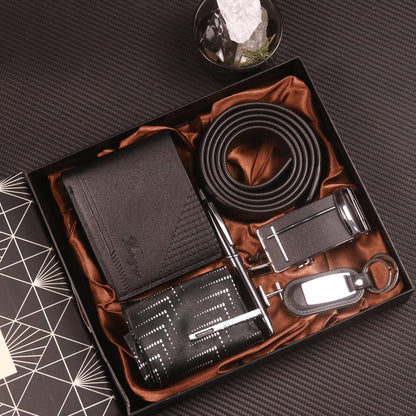 8pcs Men's Luxury Accessory Gift Set with Automatic-Docking Collar Tie System, Dress Belt, Cufflinks, Keychain, Pen & Wallet - Complete Corporate Attire Bundle for Weddings, Business Meetings, Prom - Ideal Birthday/Christmas/