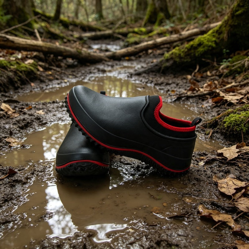 Men's Lightweight PU Rain Boots Slip-On Outdoor Shoes