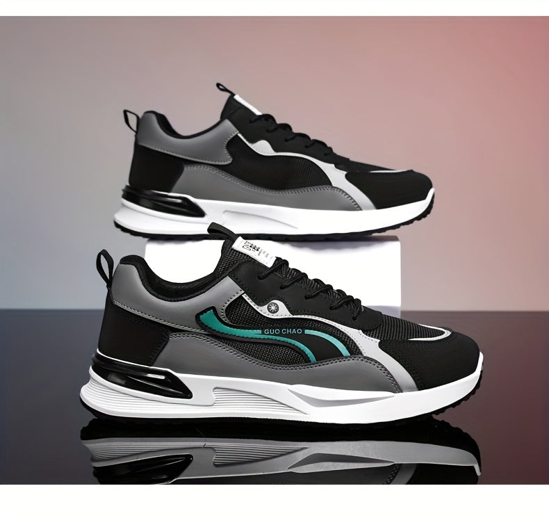 Men's Sneakers Running Shoes, Sporty Trendy Skate Shoes, Versatile Casual Loafers, Sailing Shoes, Flat Sole Skate Shoes, Green and Blue, for Spring, Autumn, Summer, All Seasons, Streetwear, Outdoor, Daily Wear, Hiking, Color- - ayq