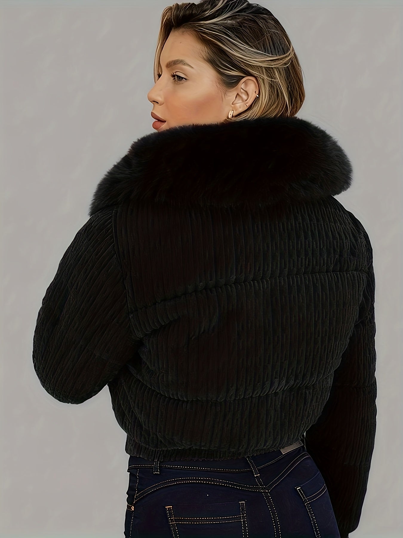 Women'S Winter Jacket - Full-Zip Coat with Detachable Fur Collar, Burgundy/Red - Cold Weather Outerwear for Everyday & Formal Events