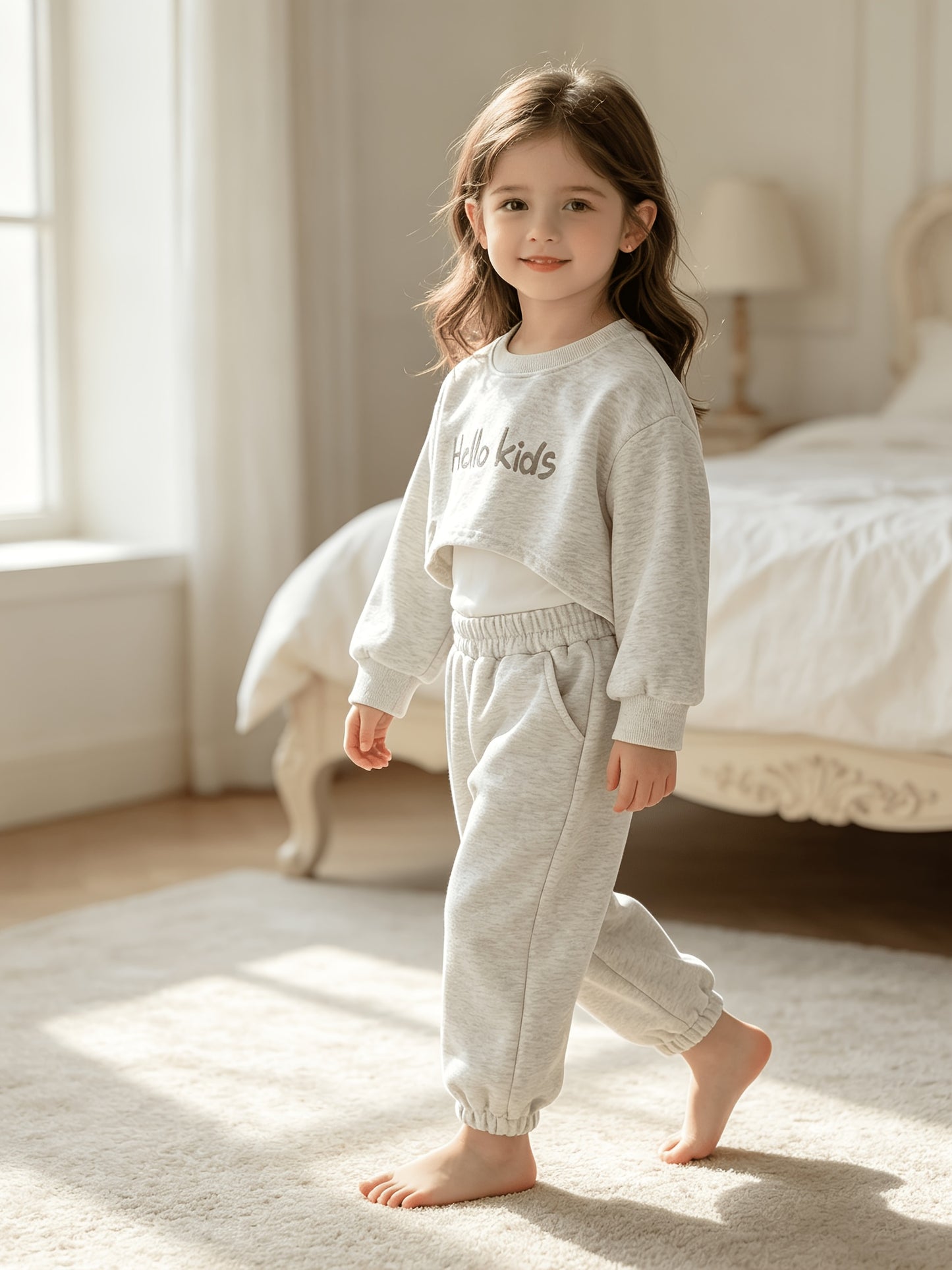 Girls' 3-Piece Spring/Autumn Casual Set with Embroidered Sweatshirt