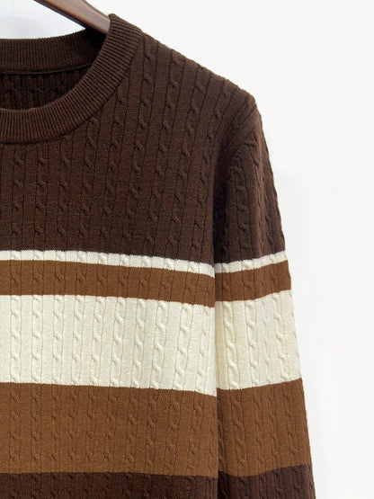 Men'S Pullover Knit Sweater for Autumn And Winter, Long-Sleeve Round-Neck Top for Men, Men'S Sweater, New Year Clothing, Men'S Autumn And Winter Sweater, Men'S Winter Sweater, Festive Attire, Men'S Party Outfit, Striped Sweat