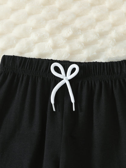 Boys' Casual Zipper Teddy Bear Print Cotton Spring Pants Set