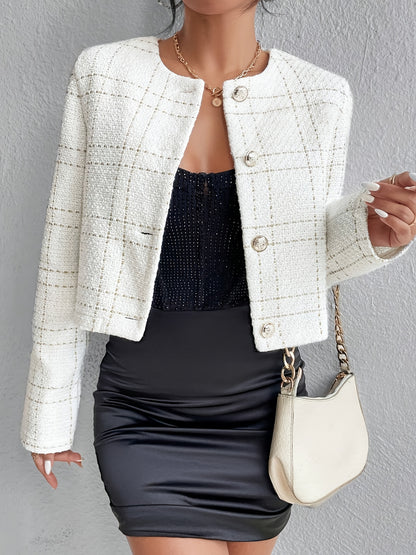 Women's European Luxury Jacket - Elegant Button-Front Coat with Classic Buttons, Structured All-Season Blazer for Formal Events, Everyday & Special Occasions - Machine Washable Women's Outerwear, Versatile Layering, Timeless