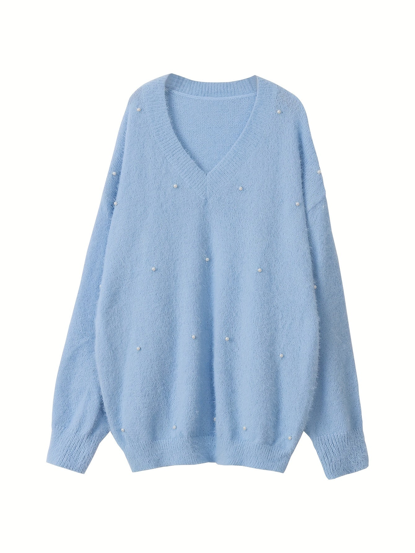 Plus Size - Women'S Cozy Yellow V-Neck Sweater with Pearl Buttons & Fleece-Lined Cuffs - Asymmetrical Hem, Geometric Pattern, Casual Winter Pullover for Casual Attire, Winter Apparel | Vneck Sweater | Pearl Button Details, Sw