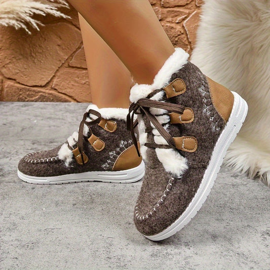 Women'S Winter Boots - Slip-On/Lace-Up Closure, Cushioned EVA Sole, Warm Fabric Upper - Available in Black/Blue/Gray/ - Everyday & Formal Outfits - Extended Sizes Available - Cold Weather Footwear, Winter Shoes, Seasonal Foot