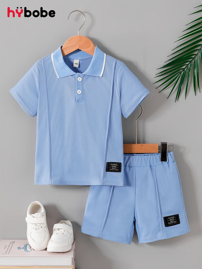 Boys' Summer Polo Shirt & Shorts Set, Casual Lightweight 2-Piece