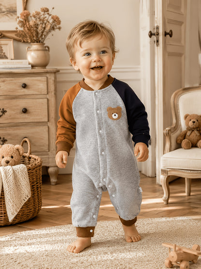 Boys' Cotton Baseball Cartoon Jumpsuit for Spring & Fall 0-18M