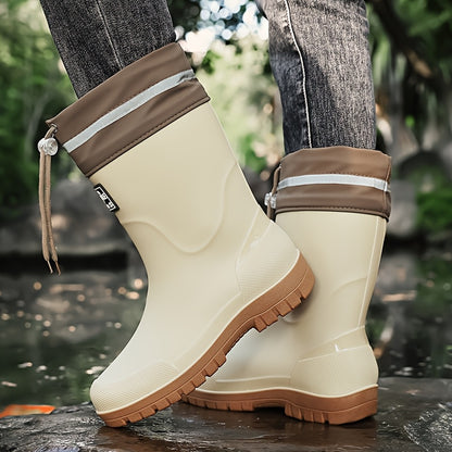 Men's Lightweight Rubber Rain Boots Casual Mid-Calf Style
