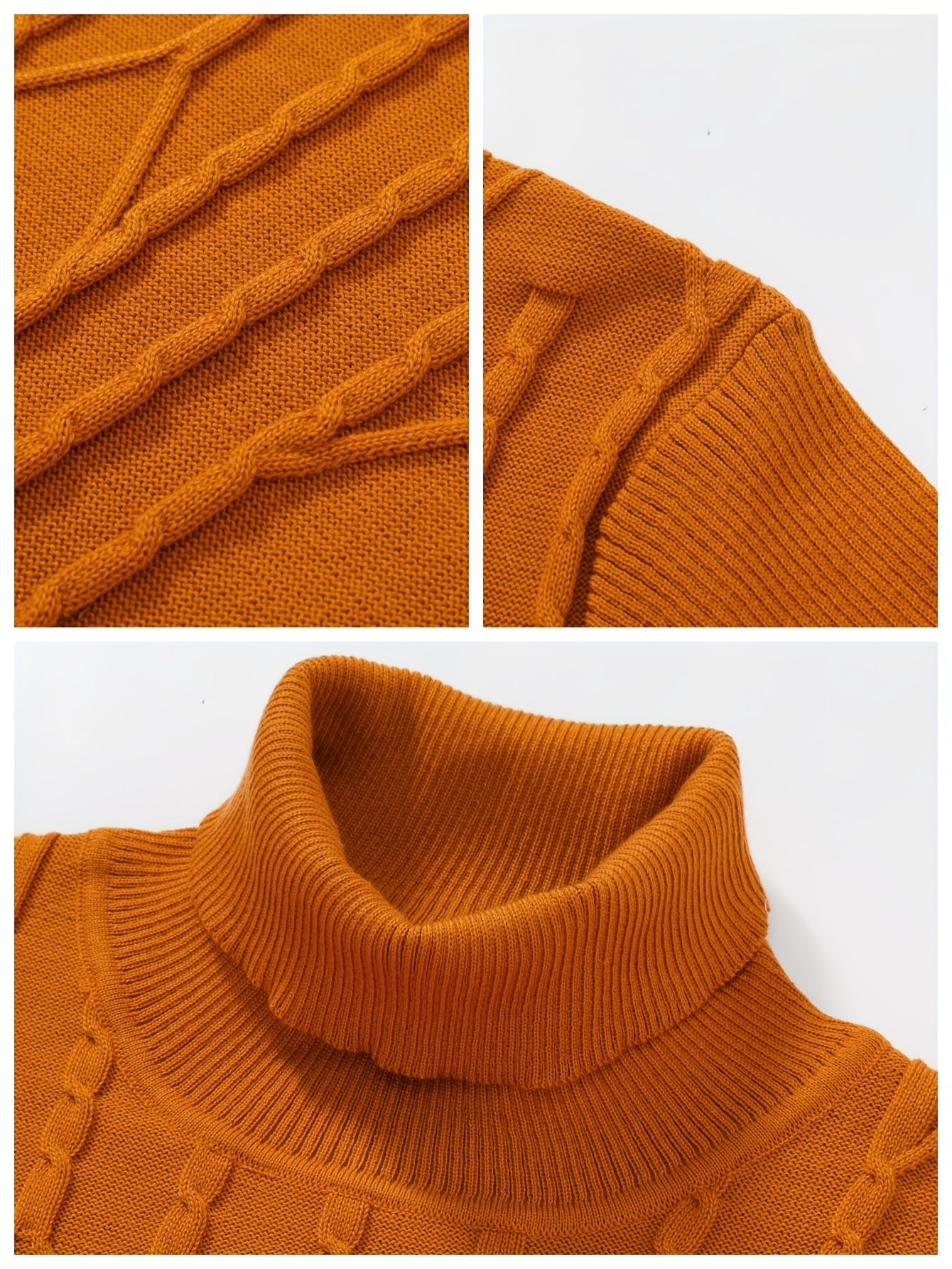 Men'S Solid Color Turtleneck Sweater, Highly Elastic, Stylish, Comfortable, And Warm Top, Suitable for Outdoor Wear in Autumn And Winter, Base Layer Sweater, Striped Knitted Turtleneck Sweater - Long Sleeve Pullover, Featurin